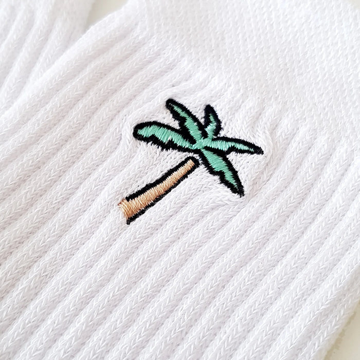 RETRO PALMS EMBROIDERY TENNIS UNISEX - Socks - White