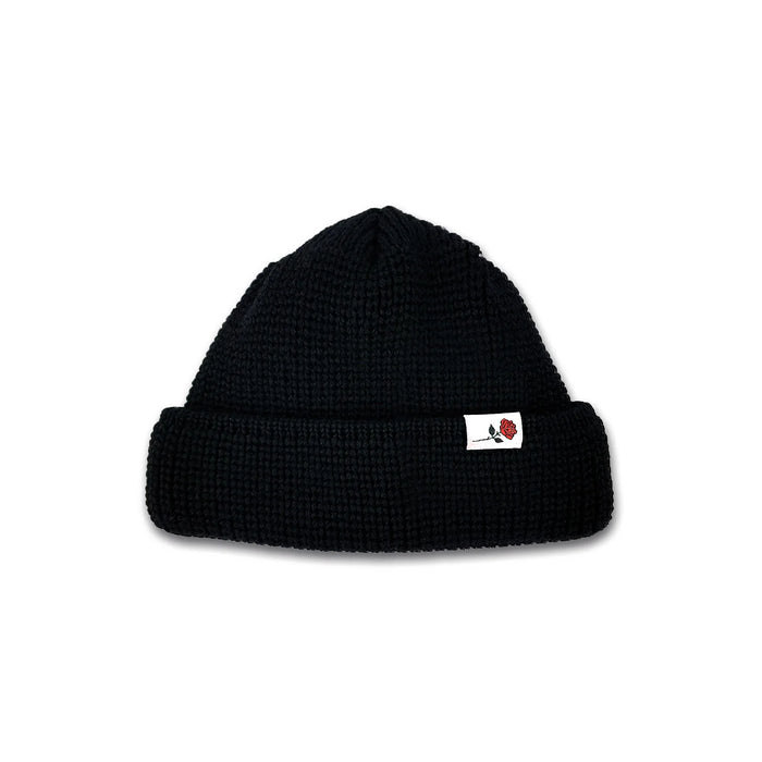 SHORT WOOL BEANIE ROSE - BLACK