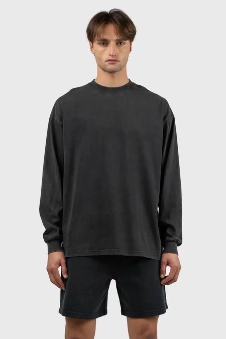 Everyday Oversized Long Sleeve - Basic Sweatshirt - Washed black - Nu-in