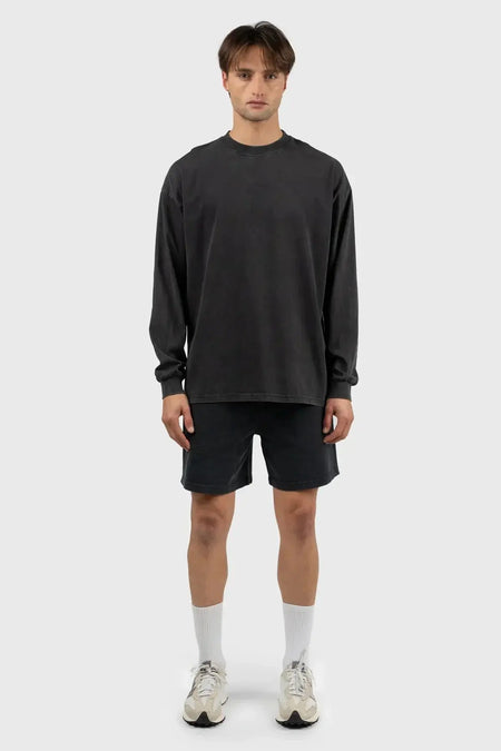 Everyday Oversized Long Sleeve - Basic Sweatshirt - Washed black - Nu-in